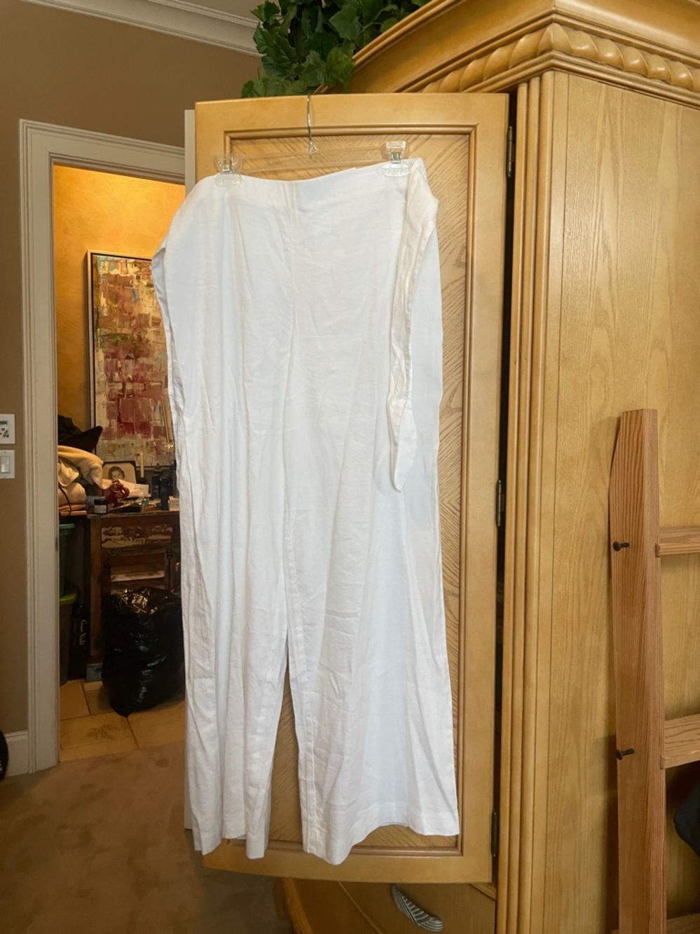 Inc international concepts white wide leg linen blend pants size 8 - Picture 2 of 6